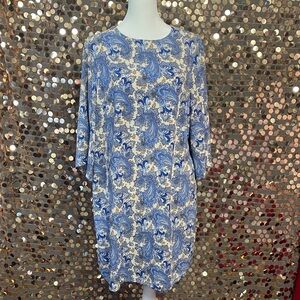 H&M Blue and White Paisley Midi Dress #1506